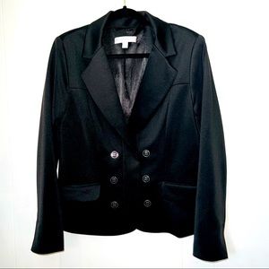New York & Company Black Double-breasted Blazer, Stretch, Size 14